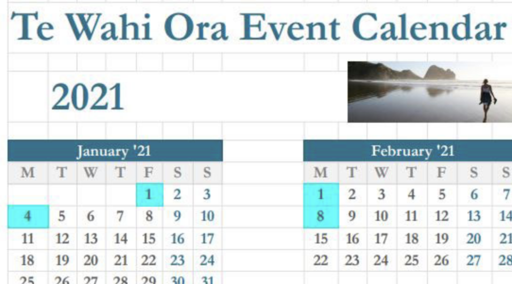 2021 event calendar – Te Wahi Ora Women's Retreat